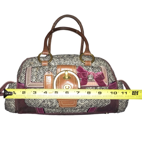 Vintage COACH Tweed and Leather Satchel Bag - Picture 7 of 13